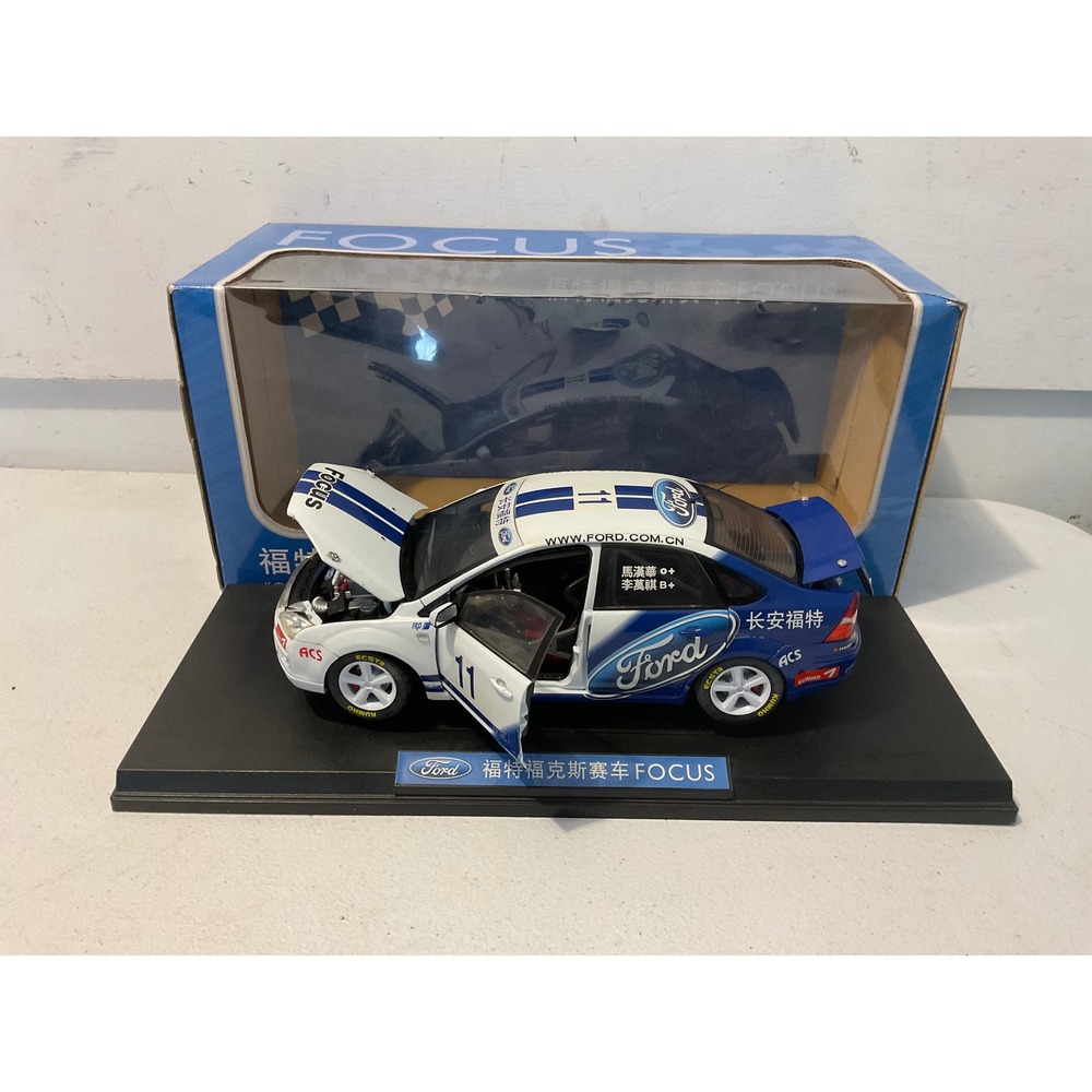 Ford Focus Racing Changan Ford 1:18 Diecast Model Car Blue White #11 Touring Car